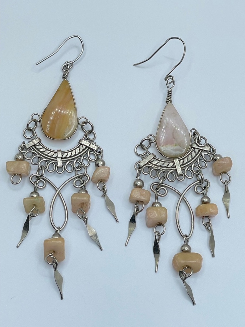 Vintage Gemstone Chandelier Earrings Silver Art Deco Vintage Look Dangle